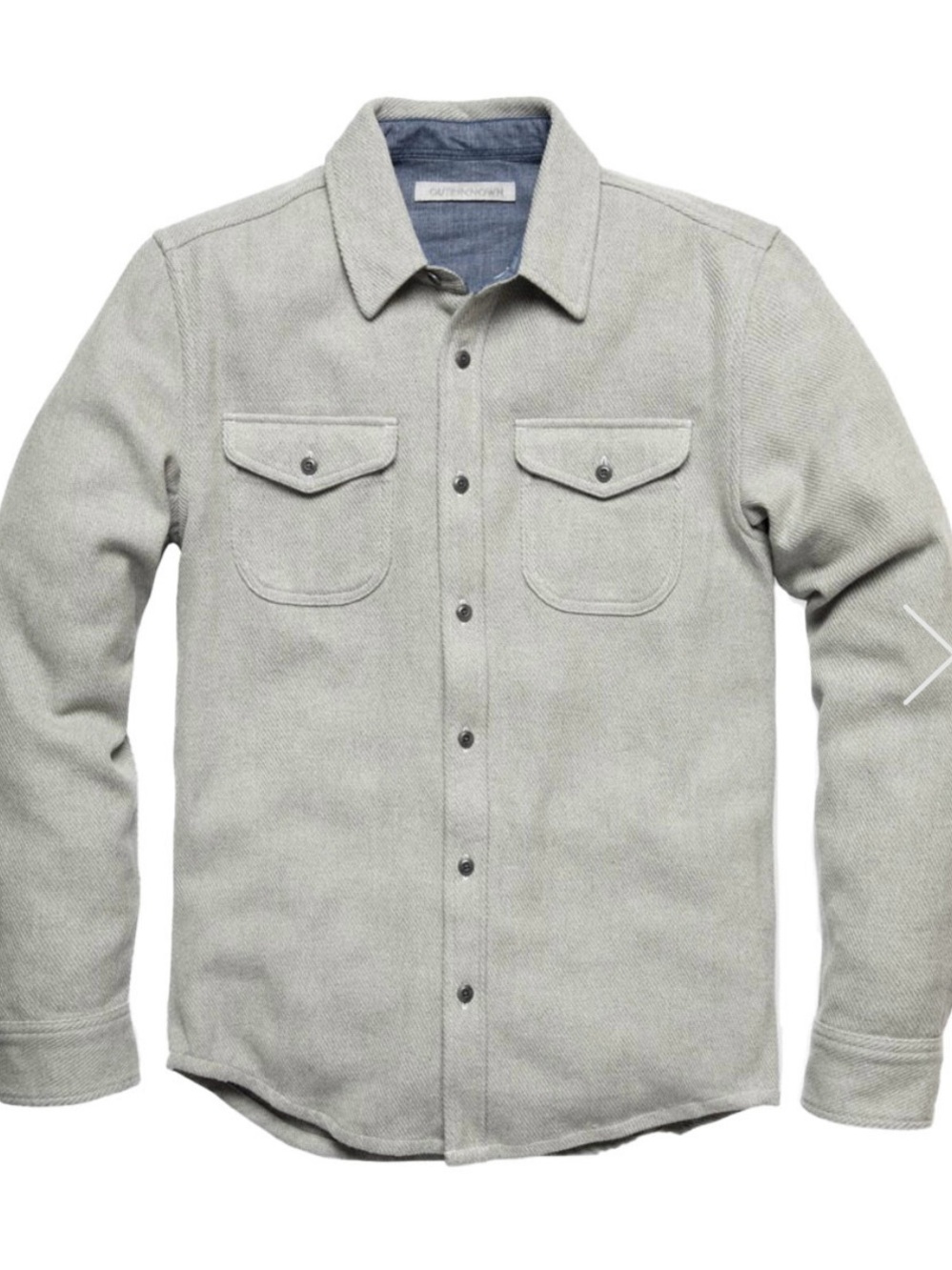 Outerknown Light Gray Button-Front Shirt Jacket 100% Organic.